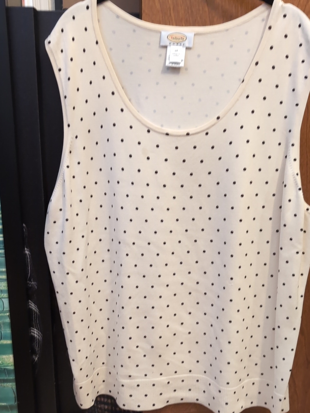 Talbots Cream Silk Blend Polka Dot Sleeveless Tank Top